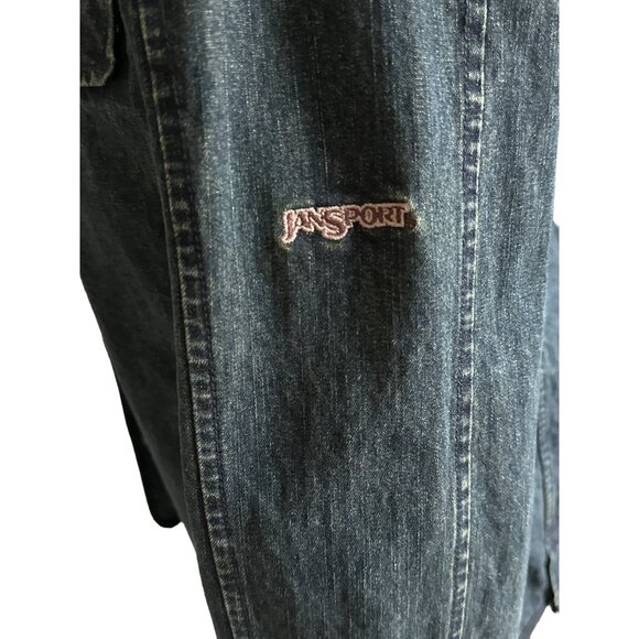 Jansport Jean Jacket VINTAGE Walkman Dark Denim Long Sleeve Snap Close Large - Picture 5 of 8